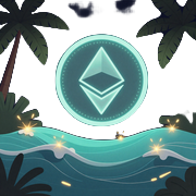Leuchtendes Ethereum ETH Coin-Icon auf t&uuml;rkiser Welle - OnlySpins Krypto-Zahlungen