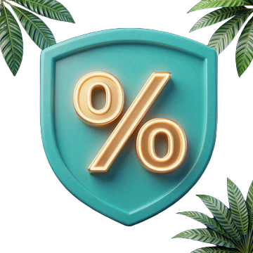 T&uuml;rkiser Cashback-Schild mit goldenem Prozentzeichen - OnlySpins Tuesday Reload