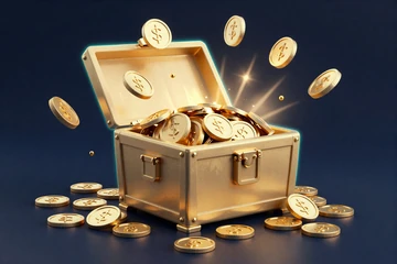 Goldene Schatztruhe voller Licht und M&uuml;nzen - &uuml;ber 500 Jackpot-Spiele bei OnlySpins